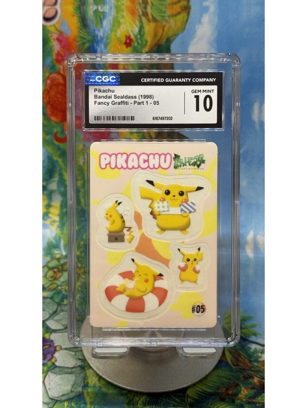 Pikachu Bandai Sealdass #05 1998 Japanese CGC 10